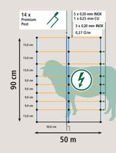 Load image into Gallery viewer, Titan Premium Post Sheep Netting 9 Wire 36" X 165' 14 Double Prong Posts Blue