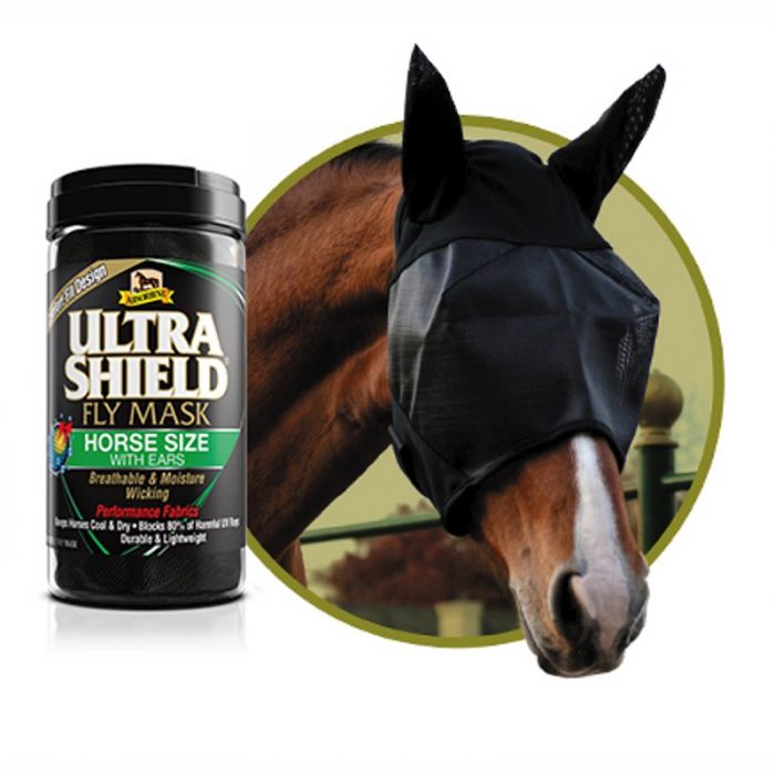 Absorbine Ultra Shield Fly Mask with Ears and Removable Nose Horse