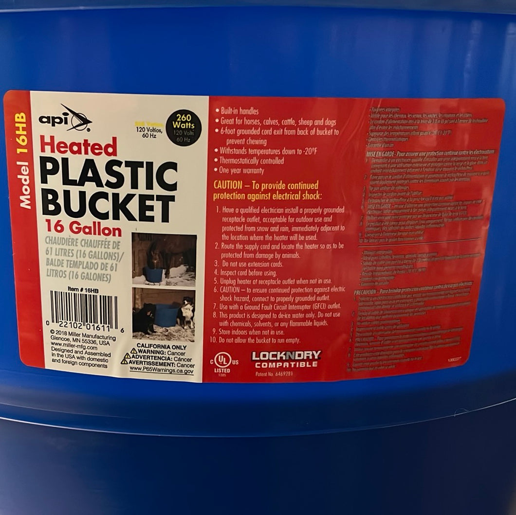 API Heated Plastic Bucket 16 Gallon 16HB