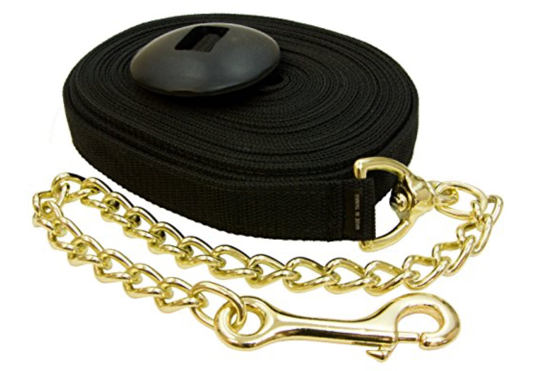 Ger-Ryan Nylon Lunge Line with Chain and Rubber Handle Black