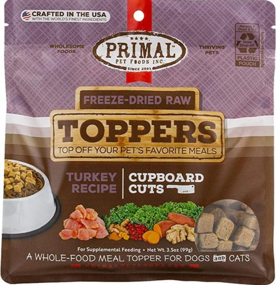 Primal Freeze Dried Turkey Cupboard Cuts Topper Dog or Cat 18oz