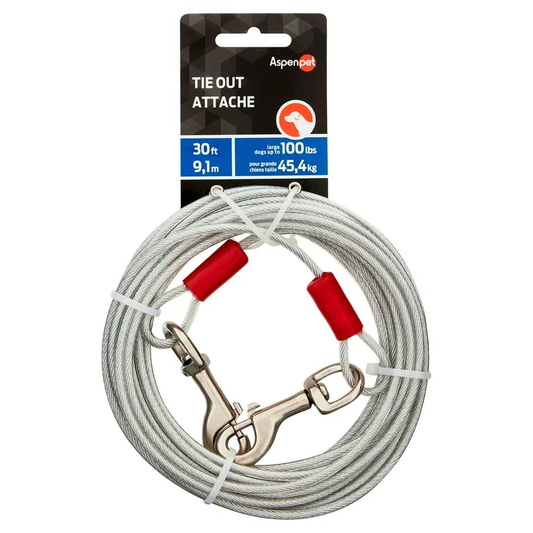 Aspen Pet Tie Out 30ft for Dogs up to 100lbs