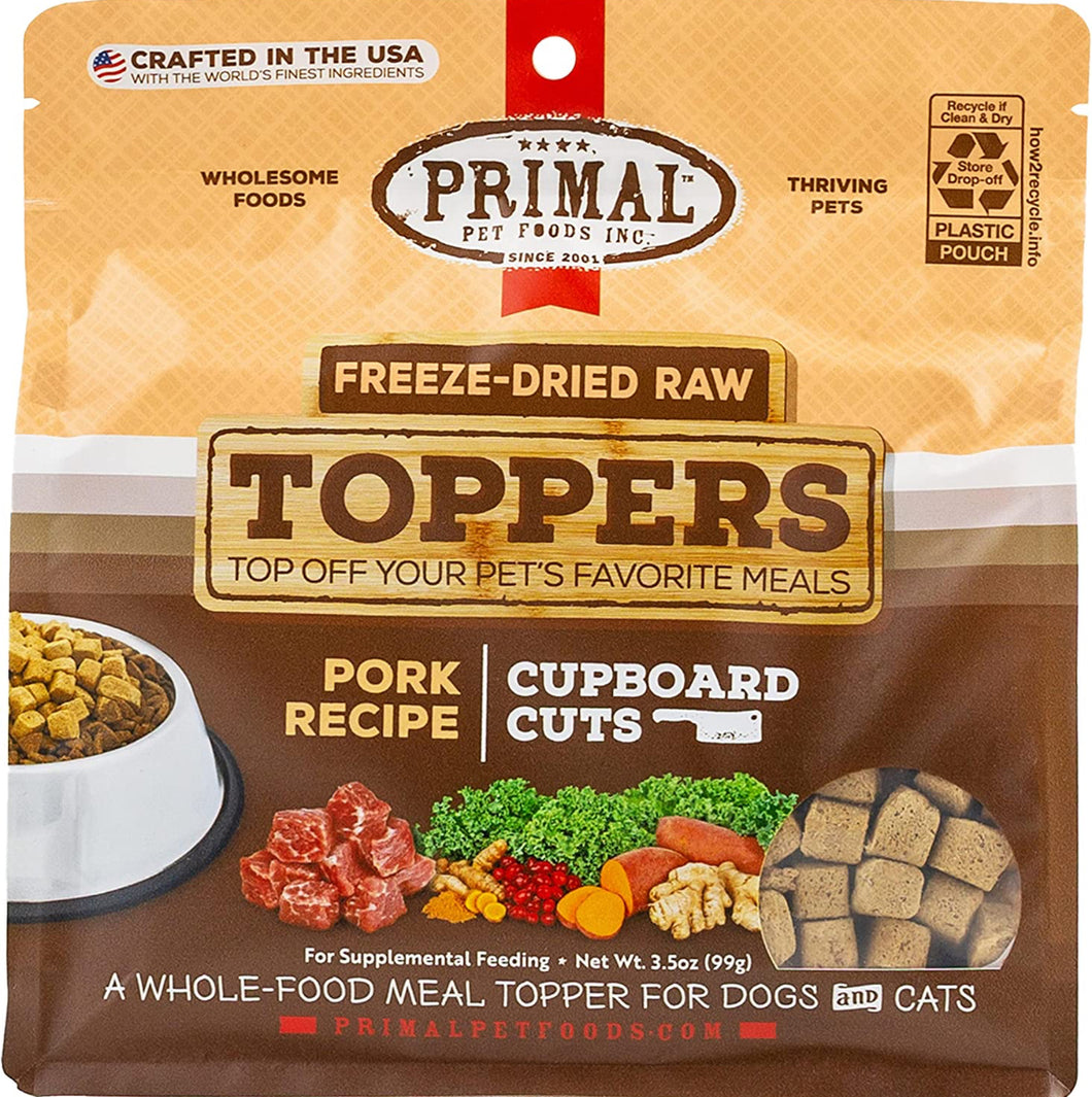 Primal Freeze Dried Pork Cupboard Cuts Topper Dog or Cat 18oz