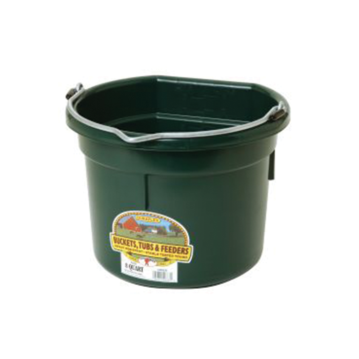 8qt Flat Back Plastic Bucket Green 8qt