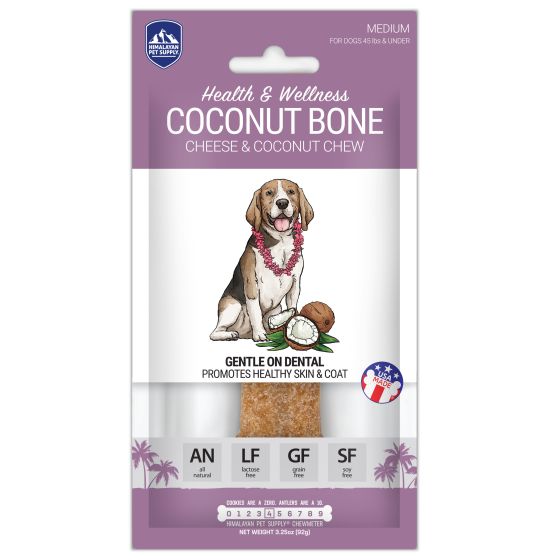 Himalayan Dog Chew Coconut Bone: Cheese and Coconut Dog Treat Medium