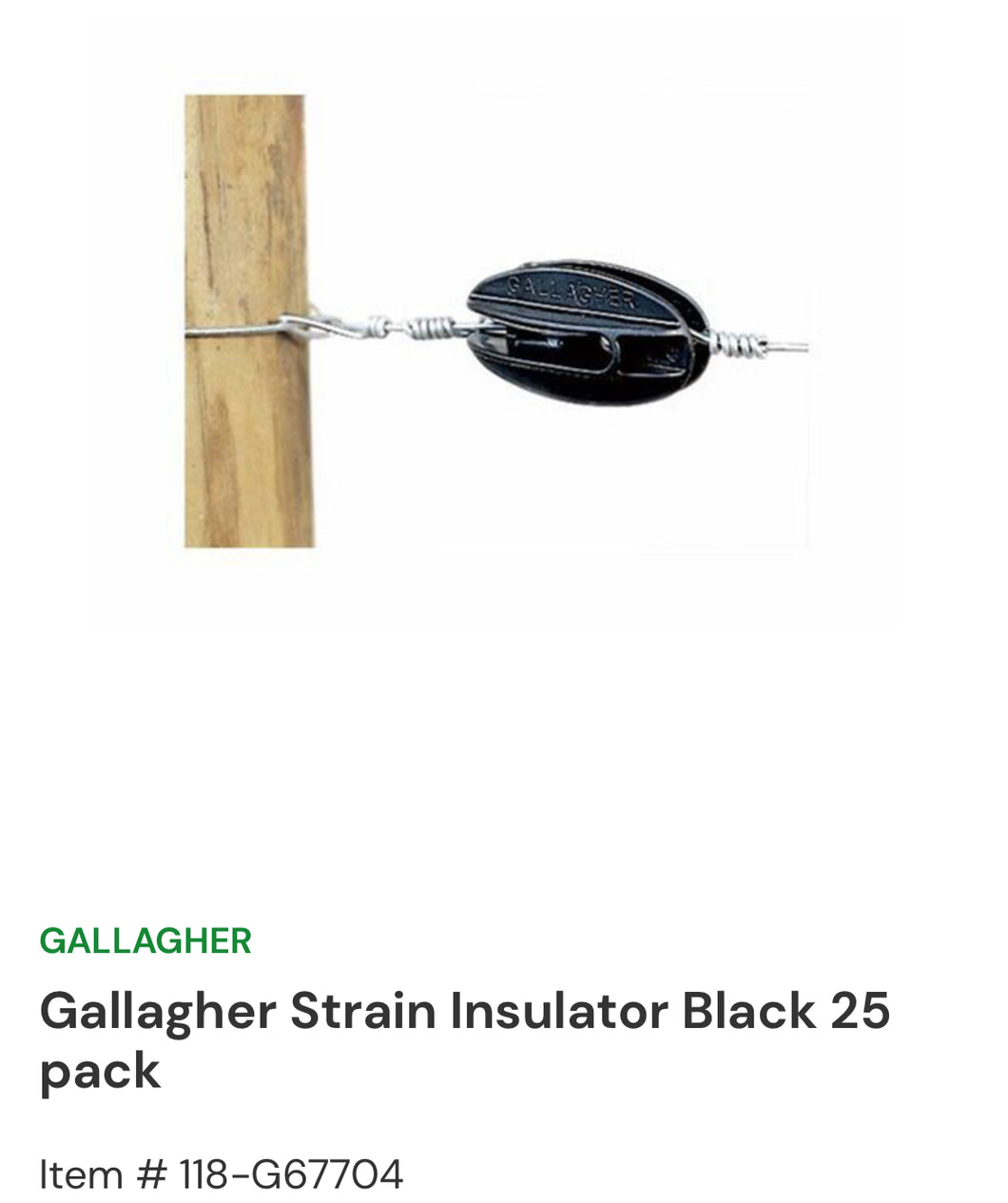 Gallagher Strain Insulator Black 25pk