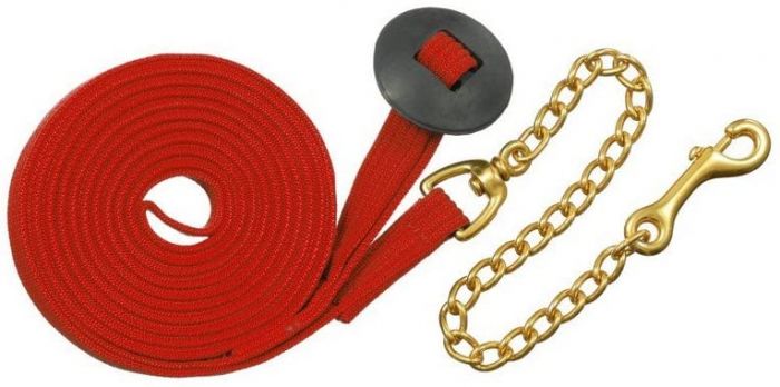 Ger-Ryan Nylon Lunge Line with Chain and Rubber Handle Red