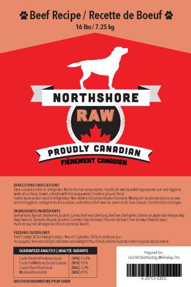 Northshore Raw Beef Recipe 1lb, 2 Patty Pack