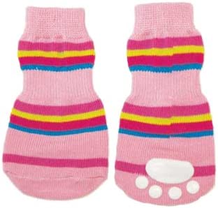 Lookin’ Good Striped Slipper Socks Pink Med