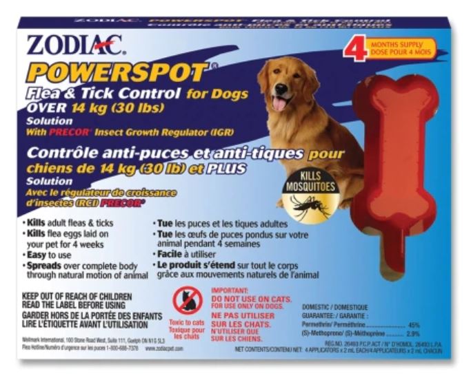 Zodiac Powerspot Flea & Tick Control for Dogs Over 14kg