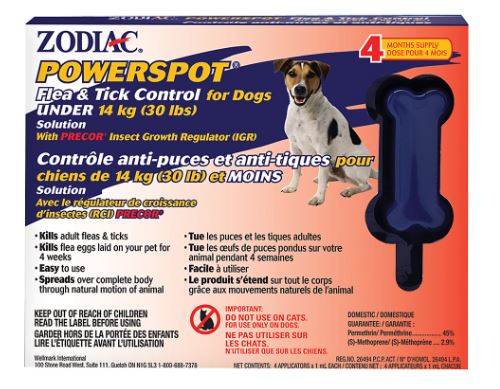 Zodiac Powerspot Flea & Tick Control for Dogs Under 14kg