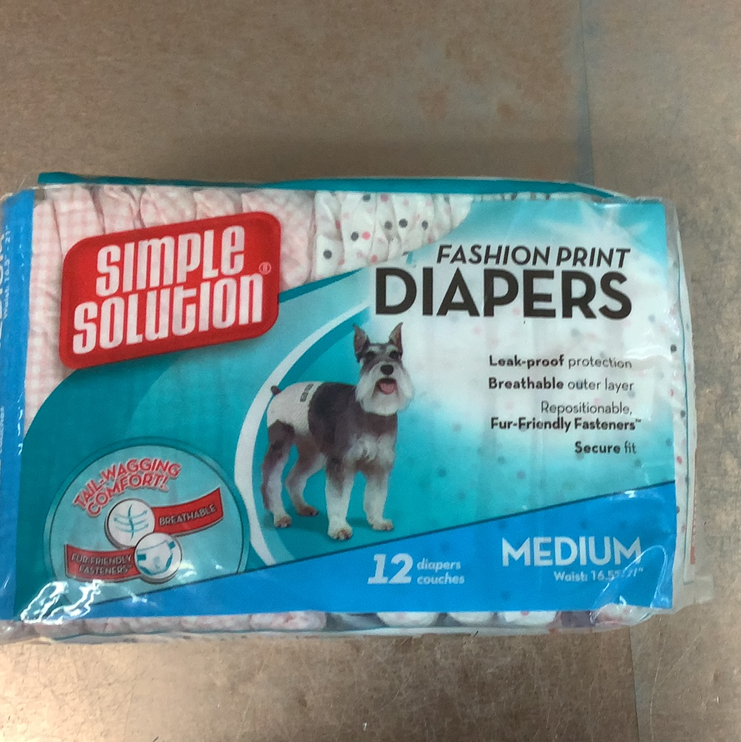 Simple Solution Fashion Print Diapers Med