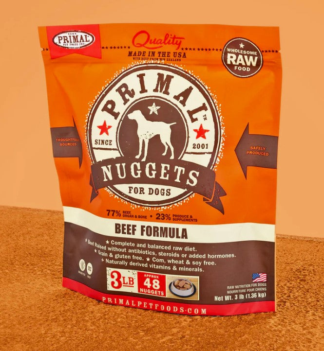 Primal Pet Foods Canine Beef Nuggets 3lb Minden Mercantile and Feed