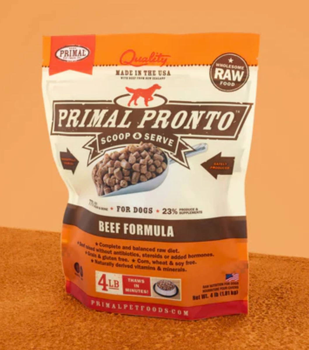 Primal Pet Foods Pronto Canine Raw Beef 4lb