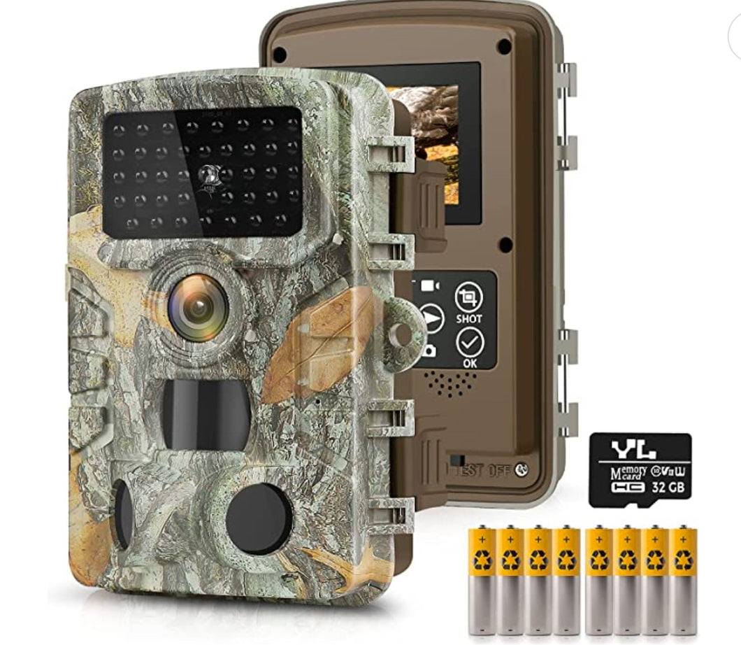 HAWKRAY Trail Camera-T1 24MP 1080P with 32G Micro SD Card, Batteries, Waterproof, and Night Vision